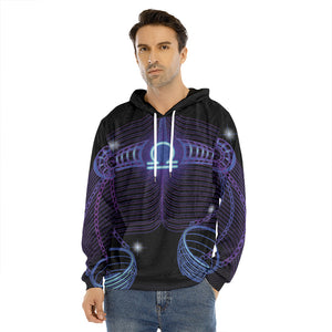 Dark Libra Zodiac Sign Print Men's Velvet Pullover Hoodie