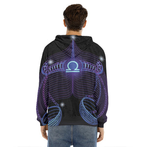 Dark Libra Zodiac Sign Print Men's Velvet Pullover Hoodie