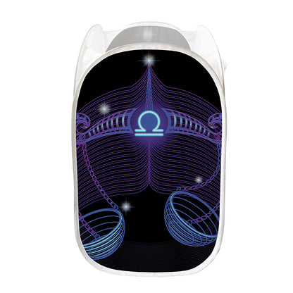 Dark Libra Zodiac Sign Print Mesh Laundry Hamper