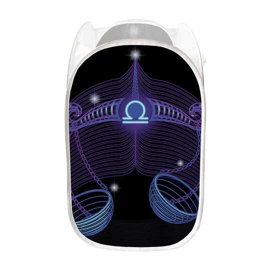 Dark Libra Zodiac Sign Print Mesh Laundry Hamper