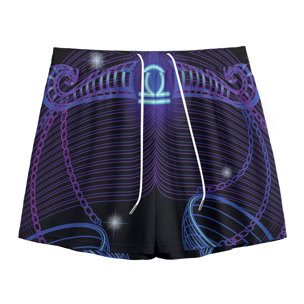 Dark Libra Zodiac Sign Print Mesh Shorts