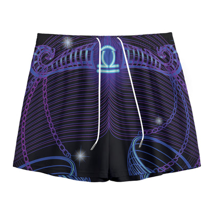 Dark Libra Zodiac Sign Print Mesh Shorts
