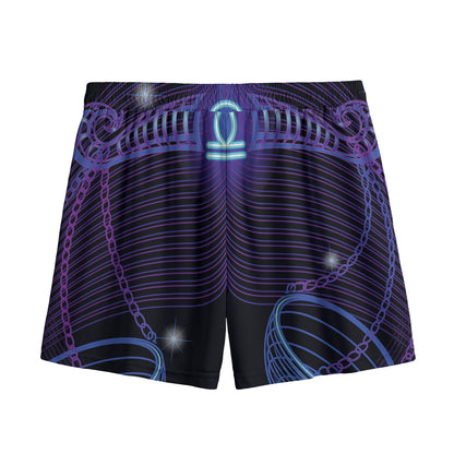 Dark Libra Zodiac Sign Print Mesh Shorts