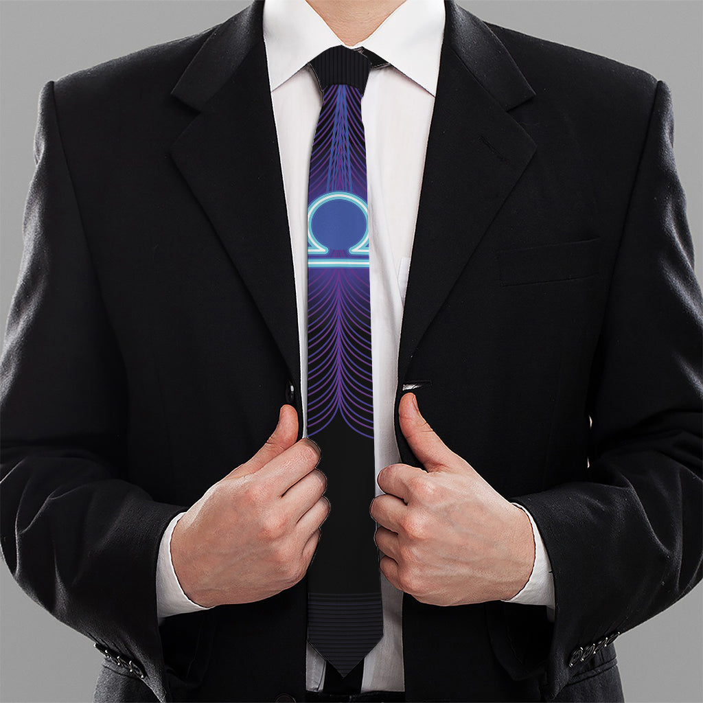 Dark Libra Zodiac Sign Print Necktie