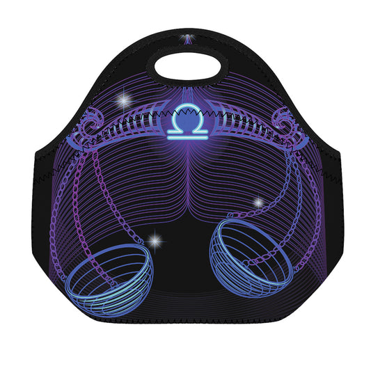 Dark Libra Zodiac Sign Print Neoprene Lunch Bag
