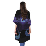 Dark Libra Zodiac Sign Print Open Front Beach Cover Up