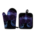 Dark Libra Zodiac Sign Print Oven Mitt And Pot Holder Set