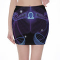 Dark Libra Zodiac Sign Print Pencil Mini Skirt