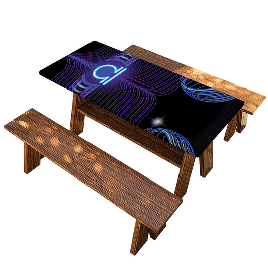 Dark Libra Zodiac Sign Print Picnic Table Cover