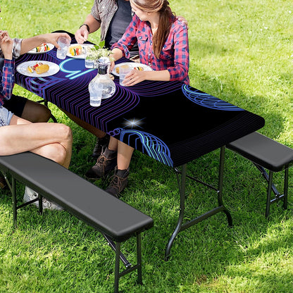 Dark Libra Zodiac Sign Print Picnic Table Cover