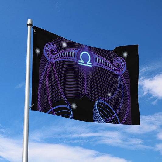 Dark Libra Zodiac Sign Print Polyester Flag