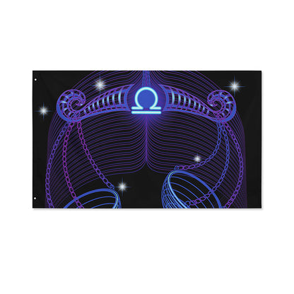 Dark Libra Zodiac Sign Print Polyester Flag