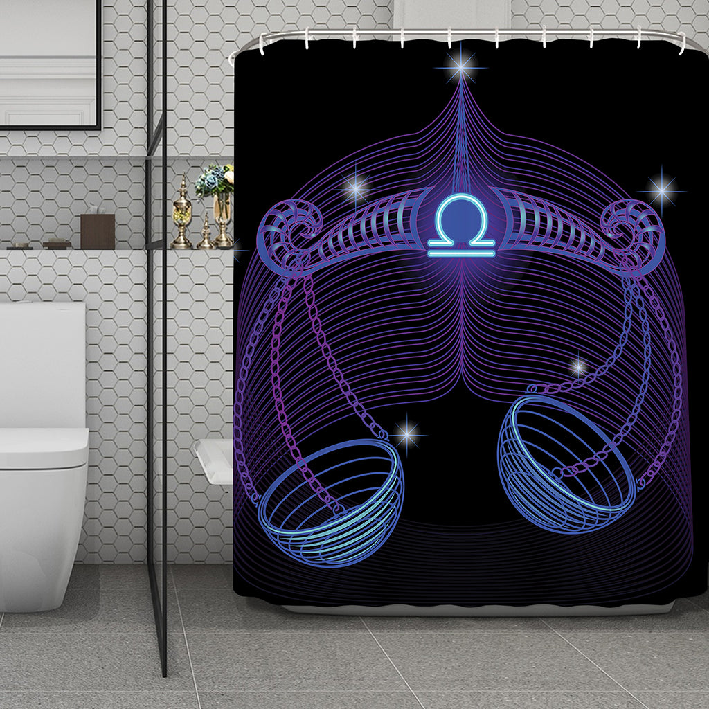 Dark Libra Zodiac Sign Print Polyester Shower Curtain