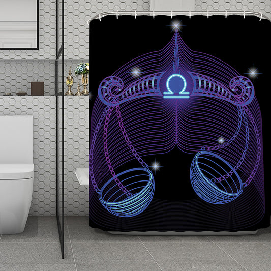 Dark Libra Zodiac Sign Print Polyester Shower Curtain
