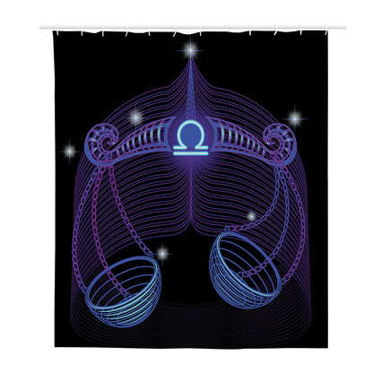 Dark Libra Zodiac Sign Print Polyester Shower Curtain