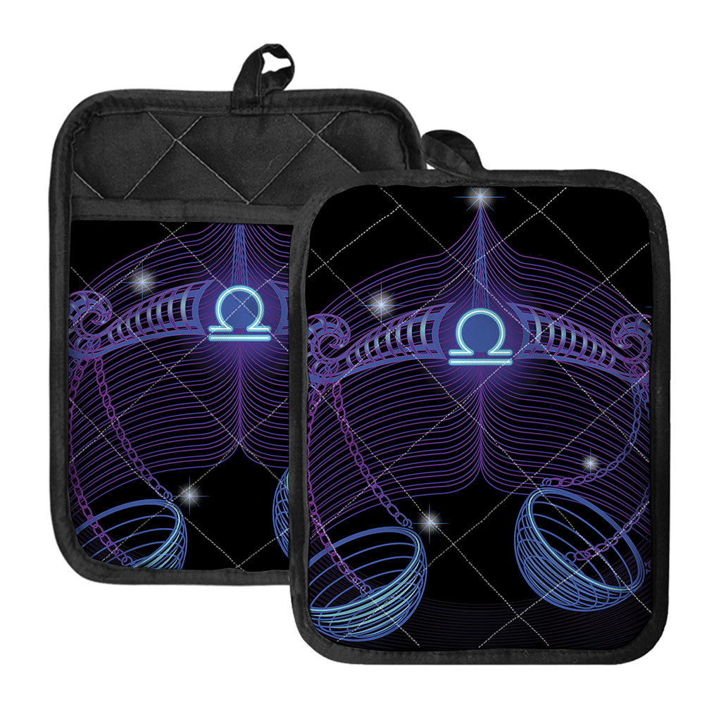 Dark Libra Zodiac Sign Print Pot Holders With Pocket