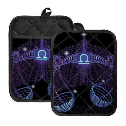 Dark Libra Zodiac Sign Print Pot Holders With Pocket