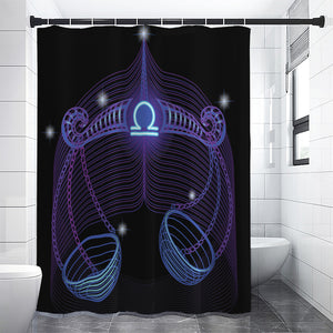 Dark Libra Zodiac Sign Print Premium Shower Curtain