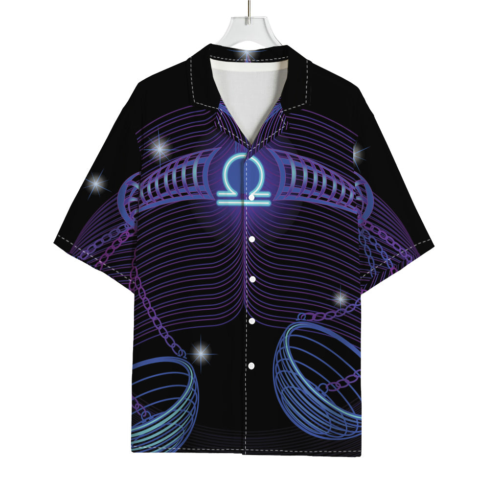 Dark Libra Zodiac Sign Print Rayon Hawaiian Shirt