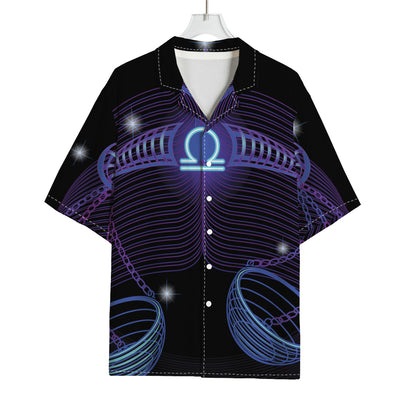 Dark Libra Zodiac Sign Print Rayon Hawaiian Shirt