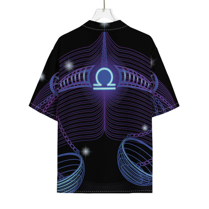 Dark Libra Zodiac Sign Print Rayon Hawaiian Shirt