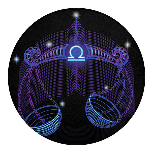 Dark Libra Zodiac Sign Print Round Blanket