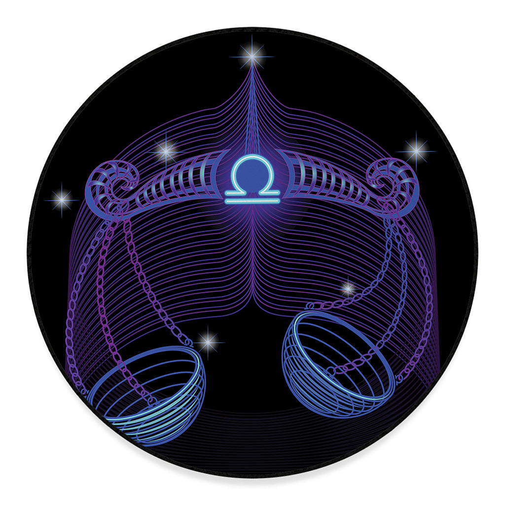 Dark Libra Zodiac Sign Print Round Floor Mat