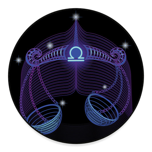 Dark Libra Zodiac Sign Print Round Floor Mat