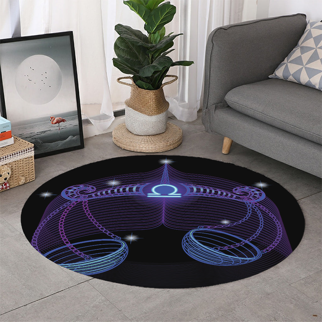 Dark Libra Zodiac Sign Print Round Rug