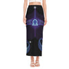 Dark Libra Zodiac Sign Print Side Slit Maxi Skirt