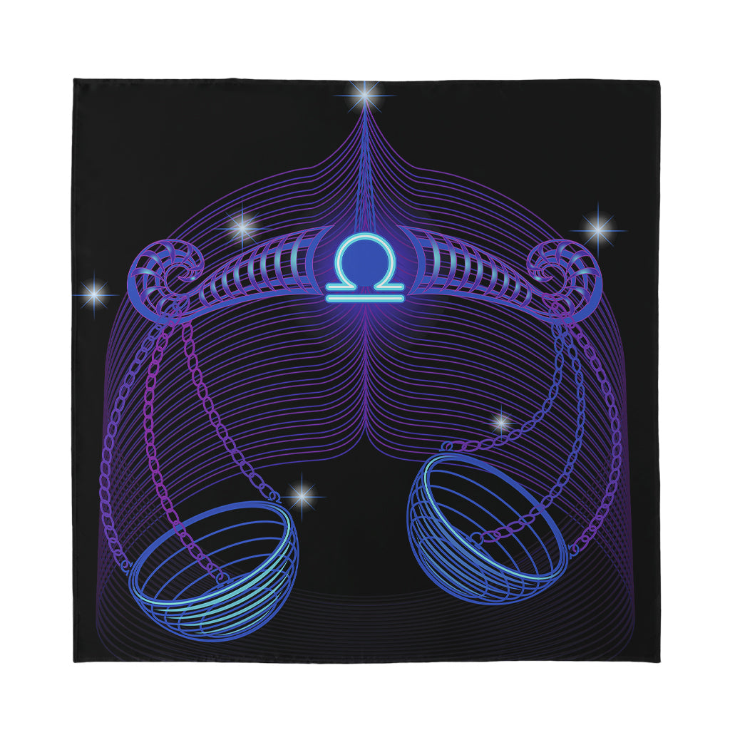 Dark Libra Zodiac Sign Print Silk Bandana