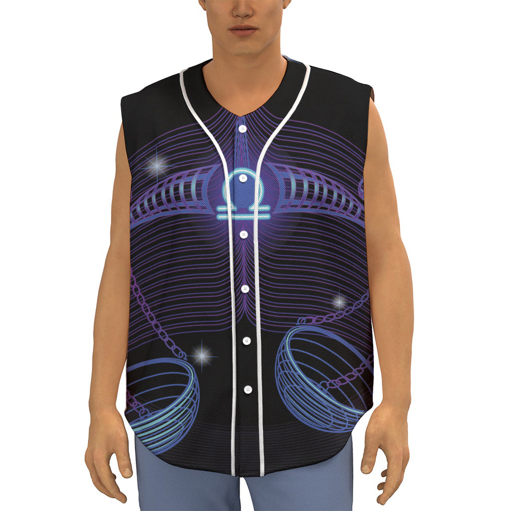 Dark Libra Zodiac Sign Print Sleeveless Baseball Jersey