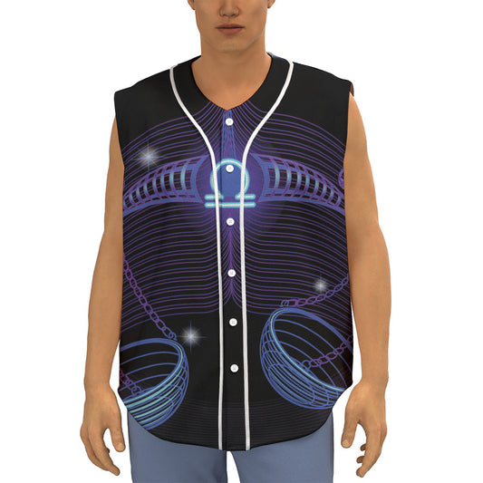 Dark Libra Zodiac Sign Print Sleeveless Baseball Jersey