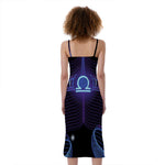 Dark Libra Zodiac Sign Print Slim Fit Midi Cami Dress