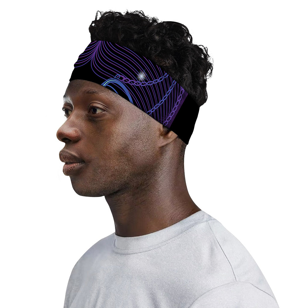 Dark Libra Zodiac Sign Print Sports Headband