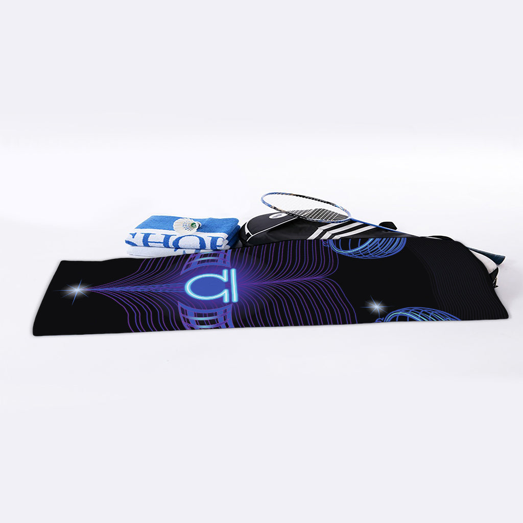 Dark Libra Zodiac Sign Print Sports Towel