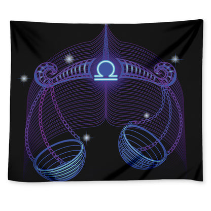 Dark Libra Zodiac Sign Print Tapestry