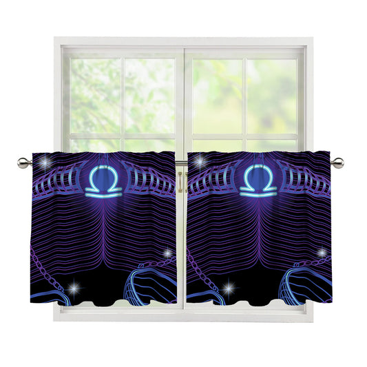 Dark Libra Zodiac Sign Print Tier Curtains