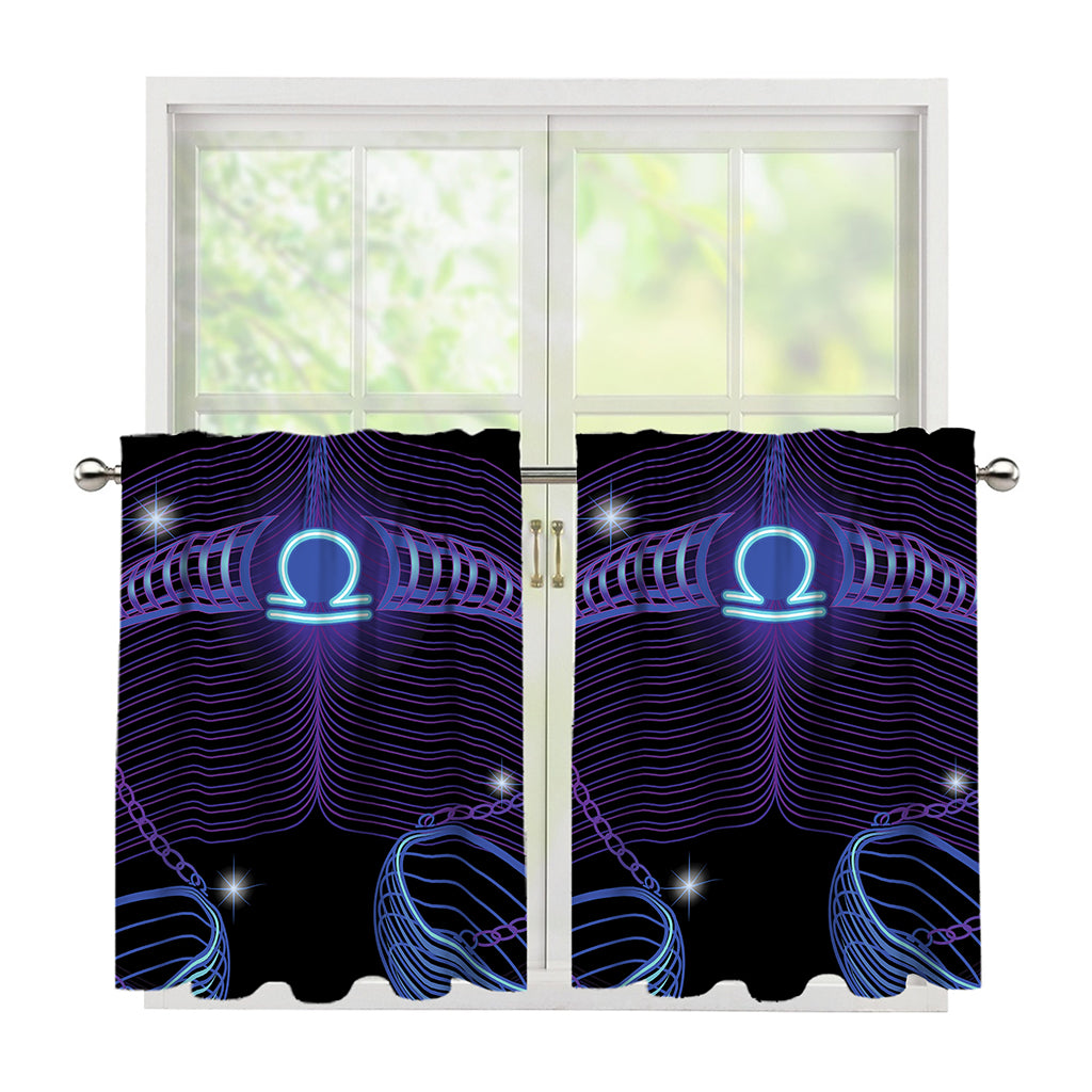 Dark Libra Zodiac Sign Print Tier Curtains