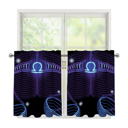 Dark Libra Zodiac Sign Print Tier Curtains