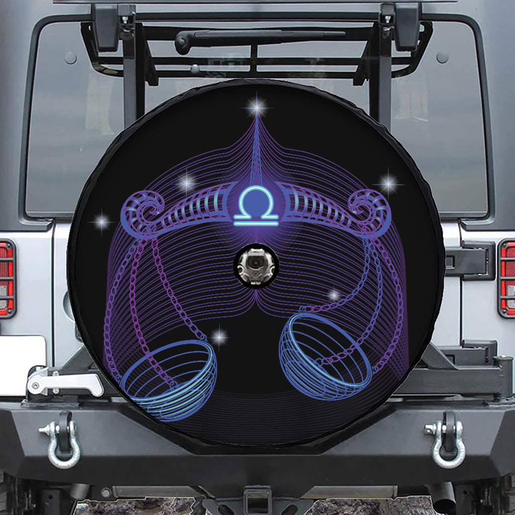 Dark Libra Zodiac Sign Print Tire Cover With Camera Hole