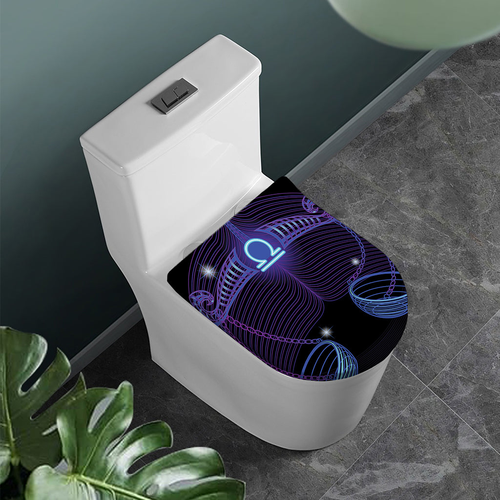 Dark Libra Zodiac Sign Print Toilet Lid Cover