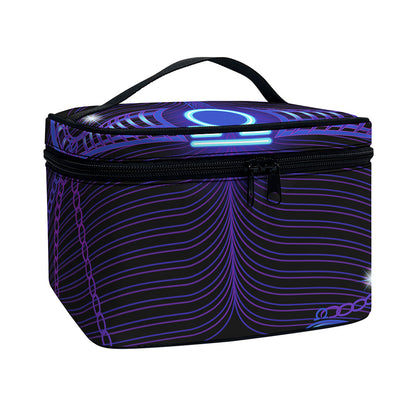 Dark Libra Zodiac Sign Print Travel Makeup Bag