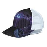 Dark Libra Zodiac Sign Print White Mesh Trucker Cap