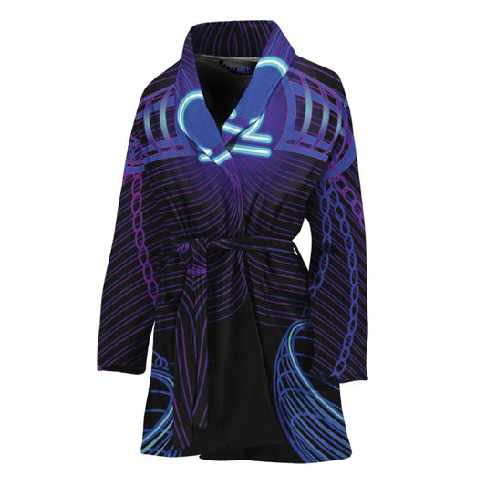 Dark Libra Zodiac Sign Print Women's Bathrobe