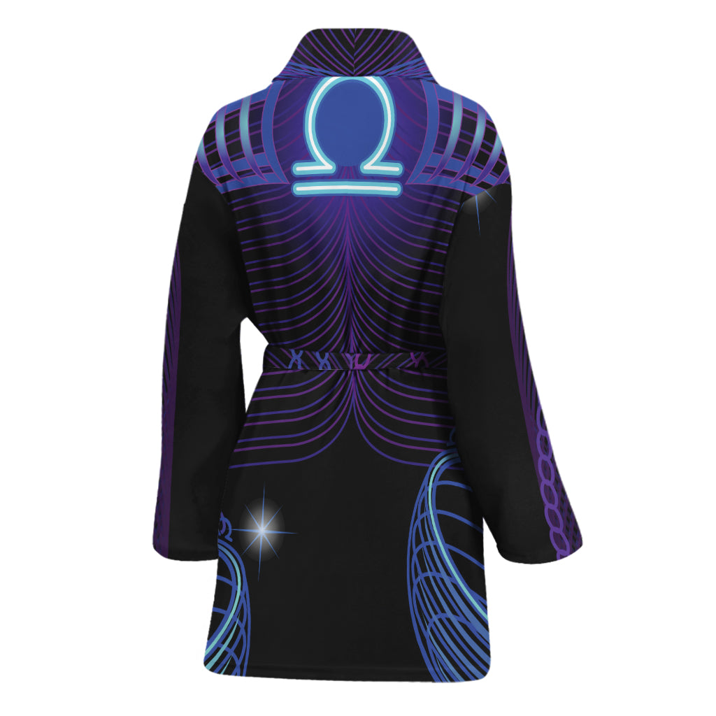 Dark Libra Zodiac Sign Print Women's Bathrobe