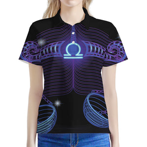 Dark Libra Zodiac Sign Print Women's Polo Shirt