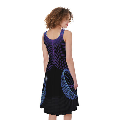Dark Libra Zodiac Sign Print Women's Sleeveless Dress