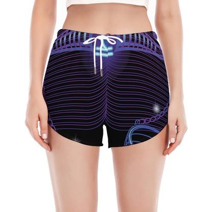 Dark Libra Zodiac Sign Print Women's Split Running Shorts