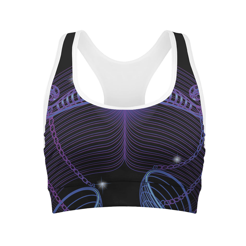 Dark Libra Zodiac Sign Print Women's Sports Bra